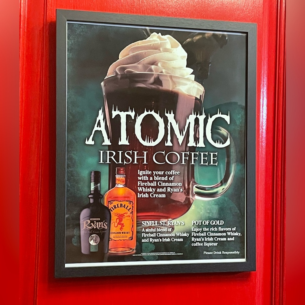 Framed Fireball Whiskey Atomic Irish Coffee Poster Wall Art